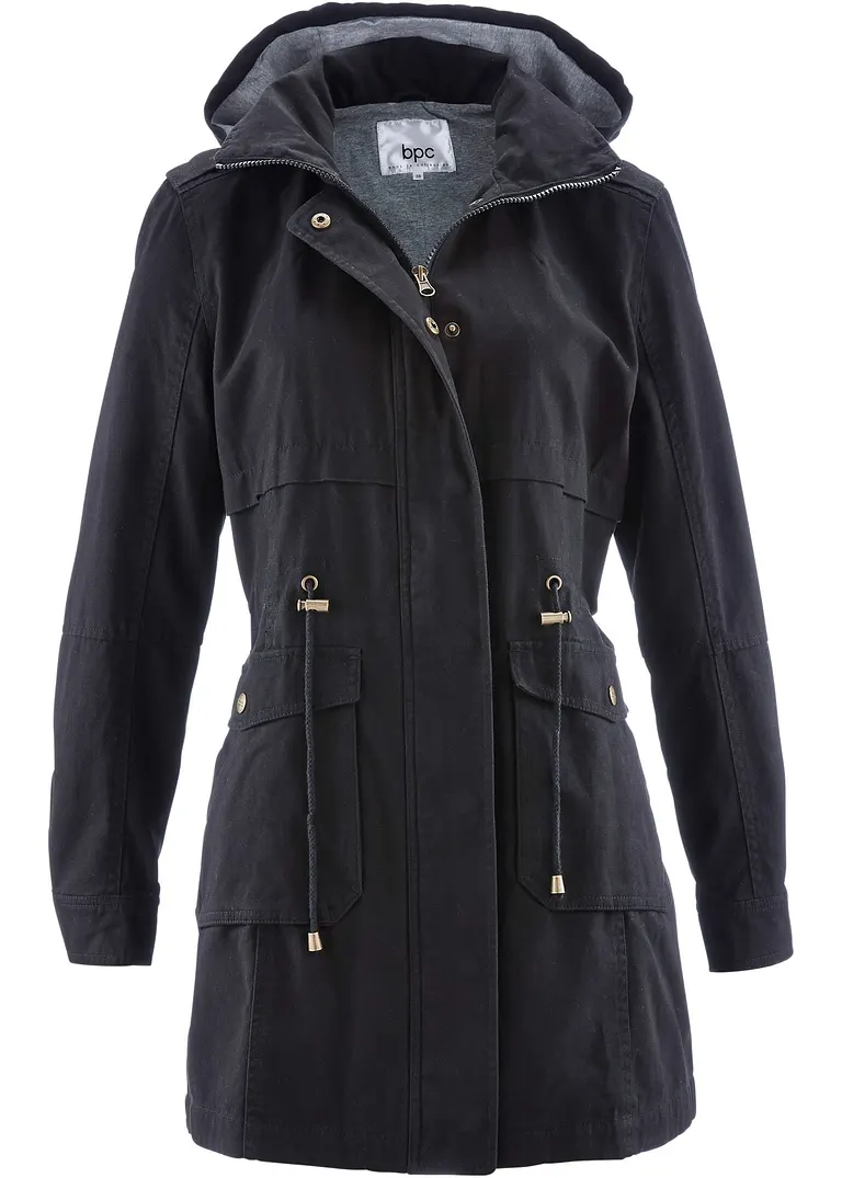 Baumwoll Parka mit Jerseyfutter in schwarz - bpc bonprix collection