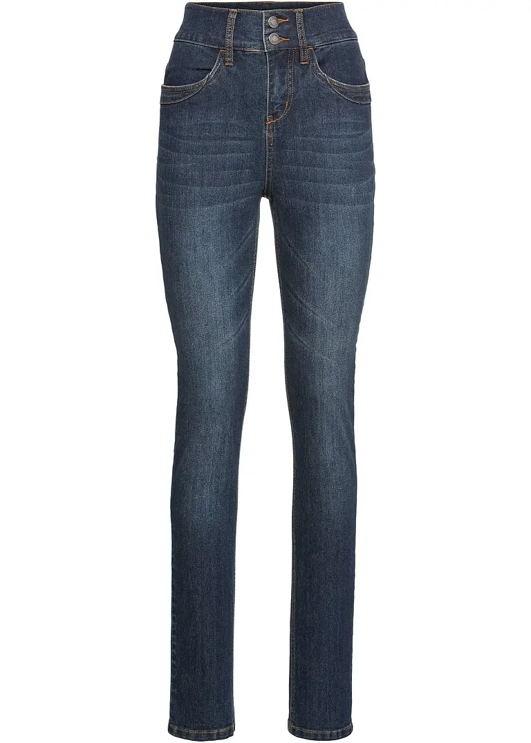 High Waist Komfort-Stretch-Jeans, Slim in blau von vorne - John Baner JEANSWEAR