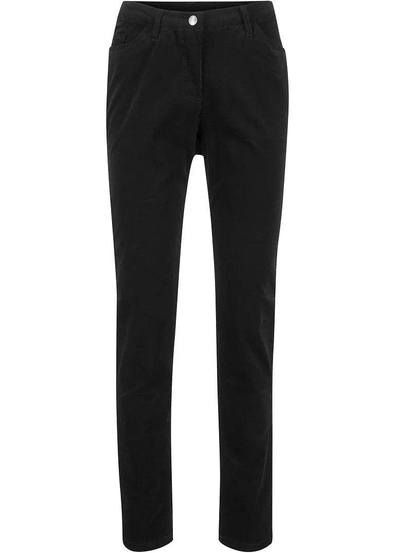 Stretch-Cordhose, Slim Fit in schwarz von vorne - bonprix