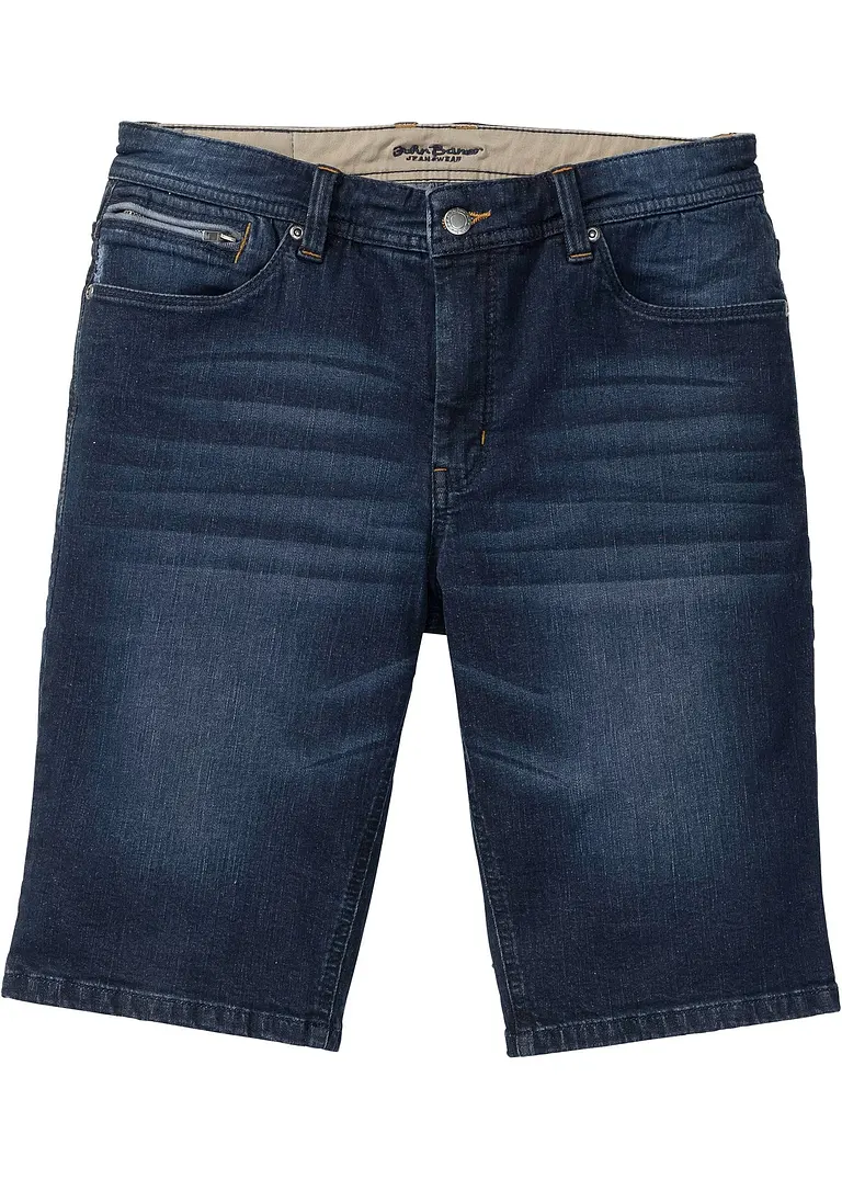 Stretch-Jeans-Bermuda, Slim Fit in blau von vorne - bonprix