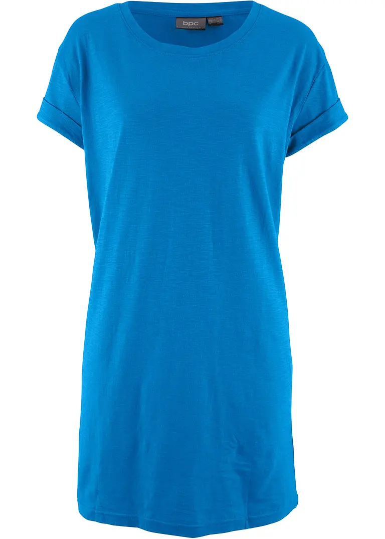 Boxy-Longshirt mit kurzen Ärmeln in blau von vorne - bonprix