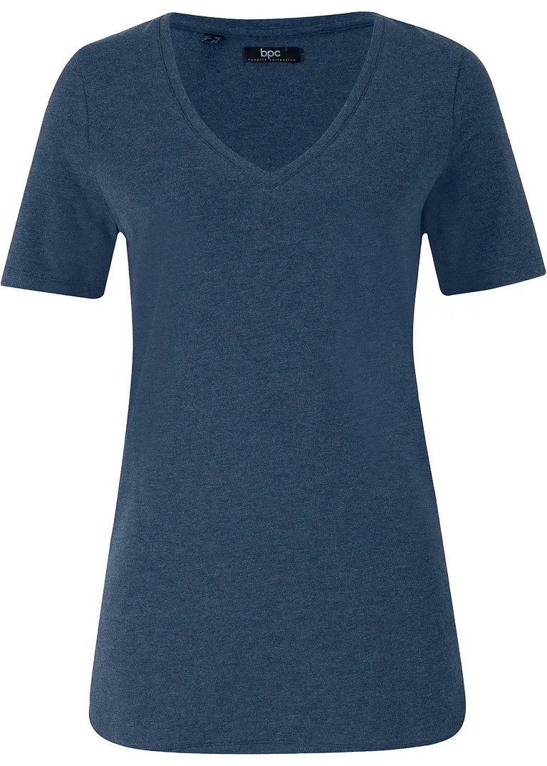 T-Shirt mit reiner Bio-Baumwolle in blau von vorne - bonprix