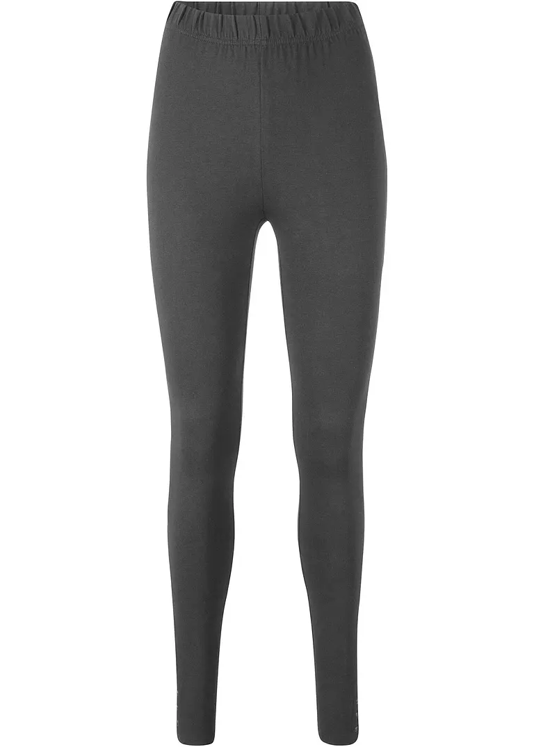 Leggings mit Druckknöpfen am Saum in schwarz von vorne - bonprix