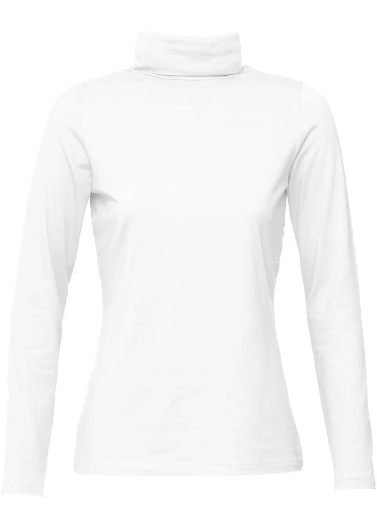 Rollkragen-Stretch-Shirt, Langarm in weiß - bpc bonprix collection