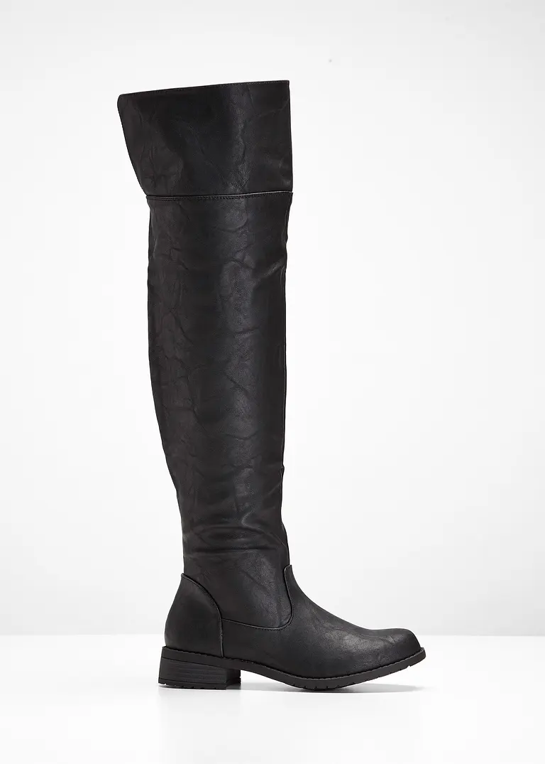 Overknee Stiefel in schwarz von vorne - bonprix