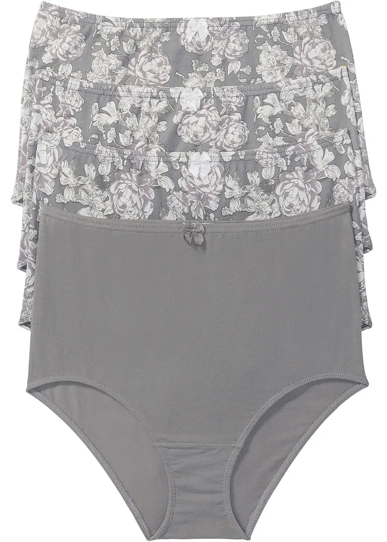 Taillenslip (4er Pack) in grau von vorne - bonprix
