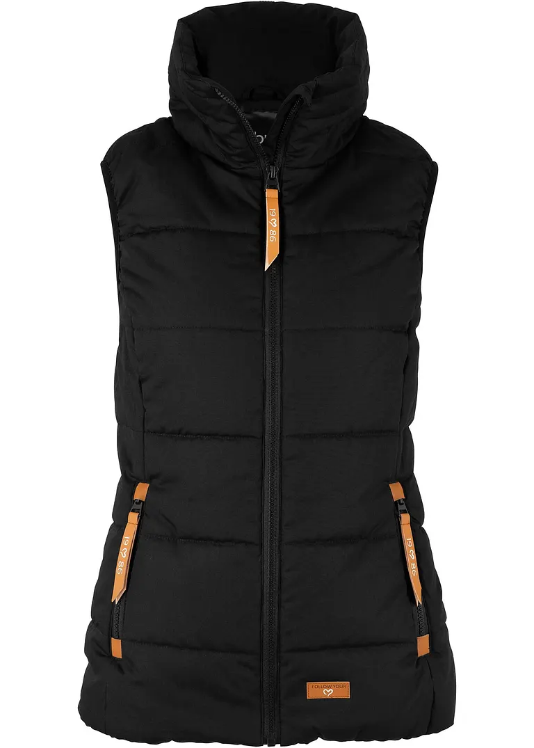Outdoor-Weste mit Stehkragen in schwarz von vorne - bonprix