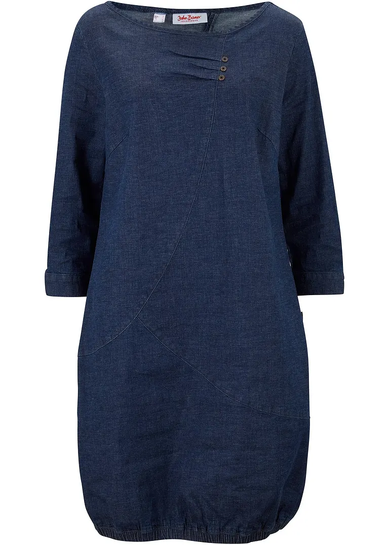 Stretch-Jeanskleid in blau von vorne - bonprix