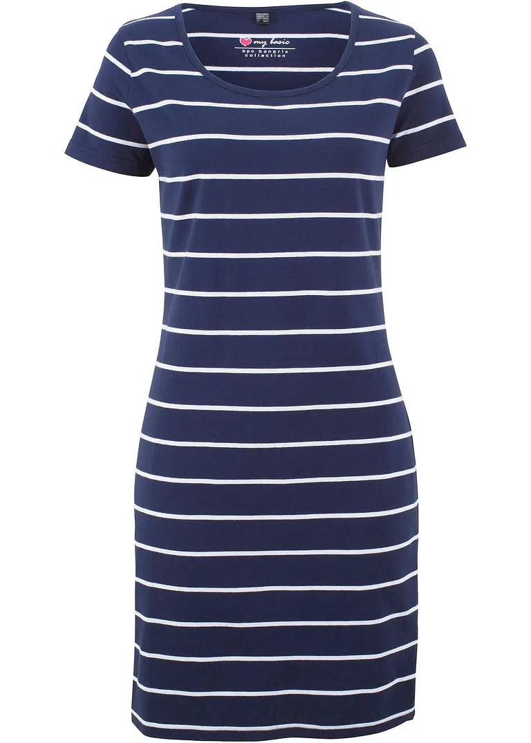 Jerseykleid aus Baumwolle mit Stretch in blau von vorne - bonprix