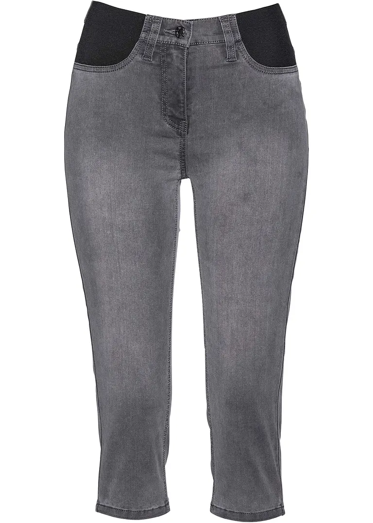 Capri-Jeans in grau von vorne - bonprix