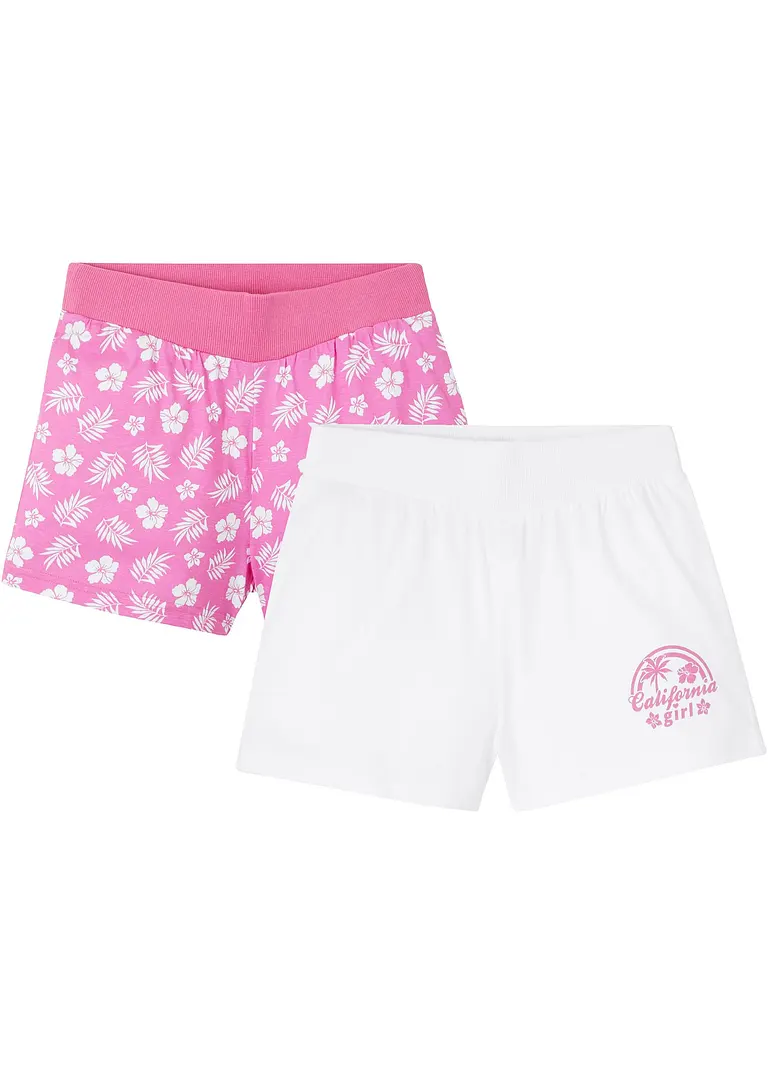 Bequeme Shorts im Set mit Print in weiß von vorne - bpc bonprix collection