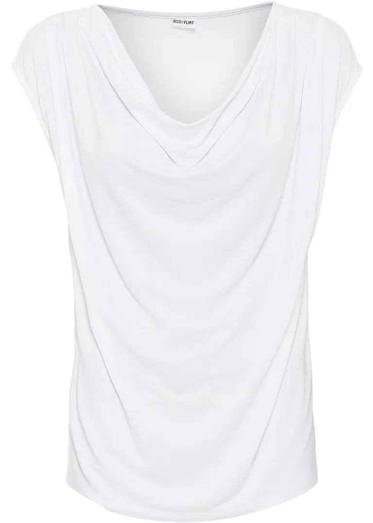 Wasserfall-Shirt in weiß von vorne - bonprix