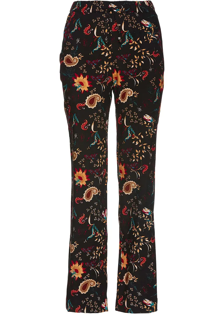 Viskose Schlupfhose in schwarz von vorne - bonprix