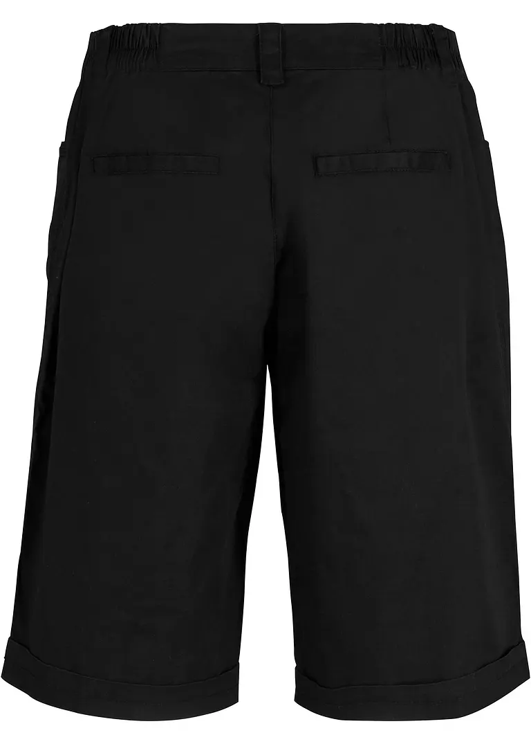 Baumwoll Papertouch-Bermuda mit Bequembund in schwarz von hinten - bonprix