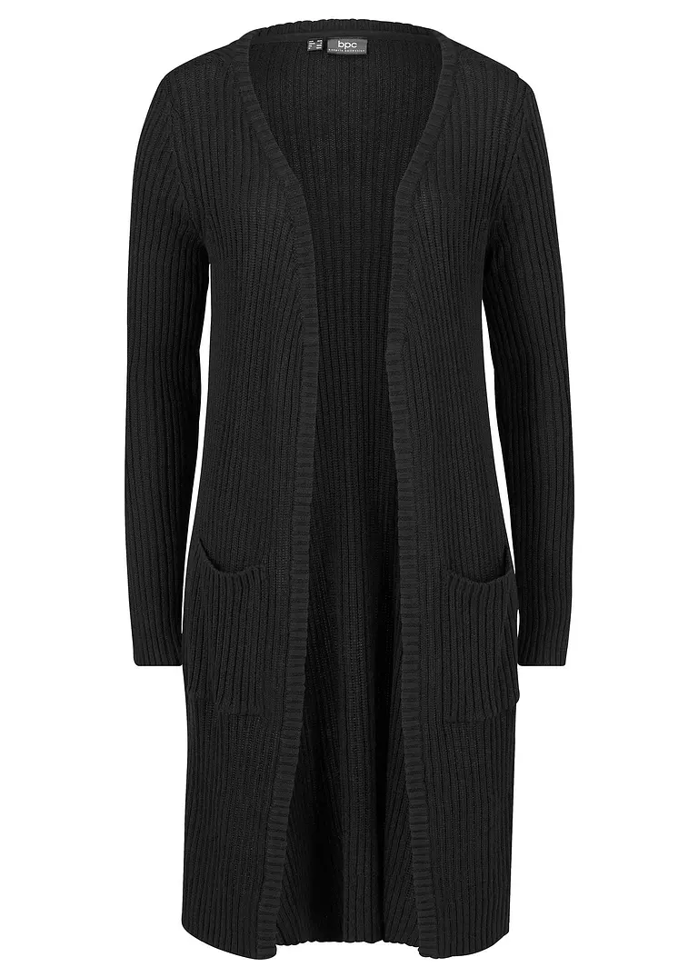 Longstrickjacke in schwarz von vorne - bonprix