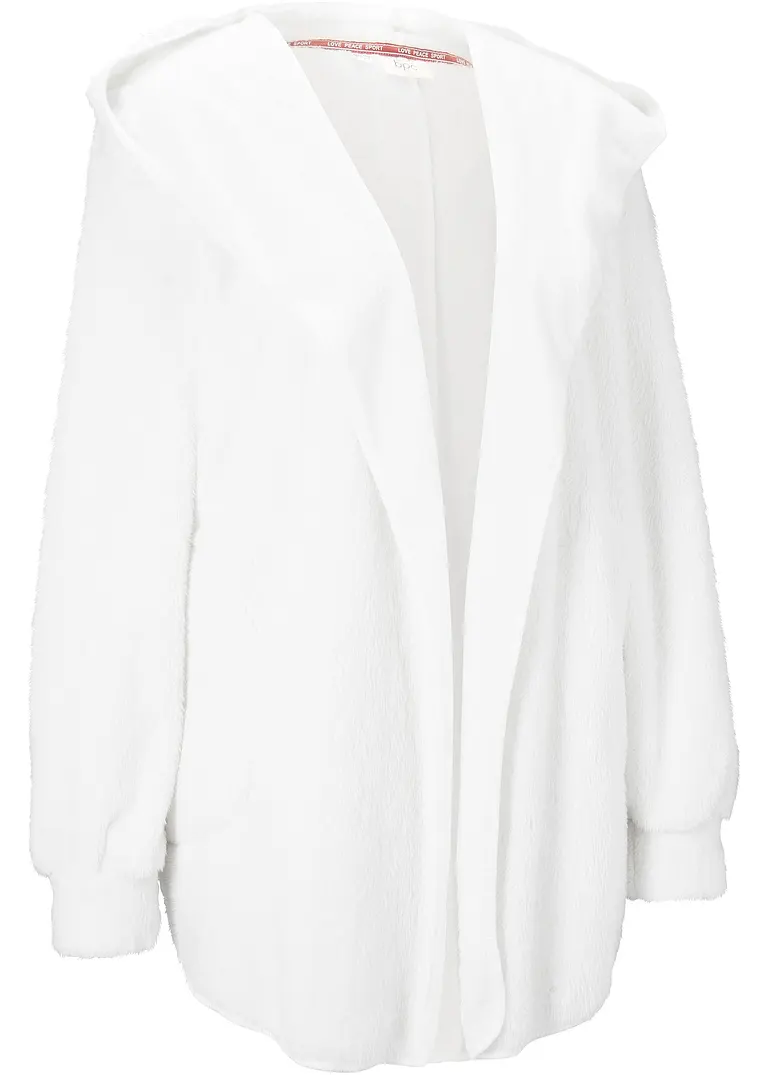 Loungewear Kuschel-Fleece Jacke in weiß von vorne - bpc bonprix collection