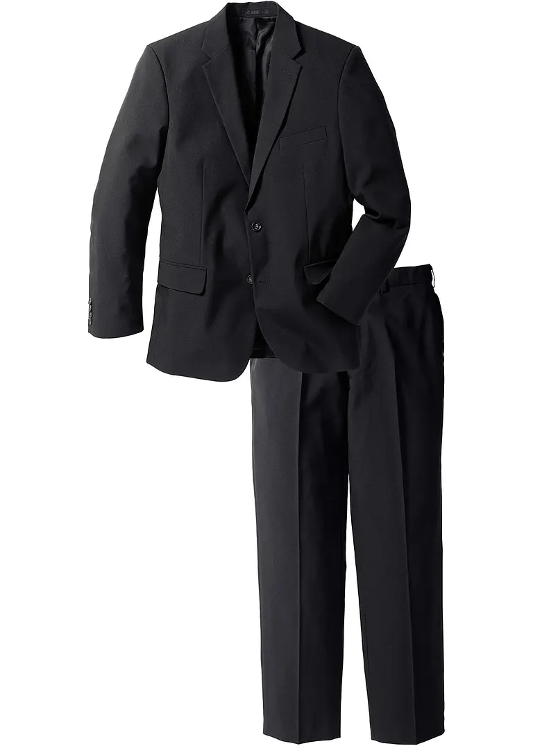 Anzug (2-tlg. Set): Sakko und Hose in schwarz von vorne - bonprix