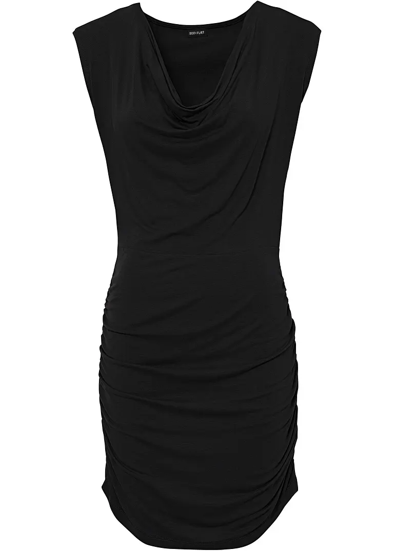 Longshirt mit Raffung in schwarz von vorne - bonprix