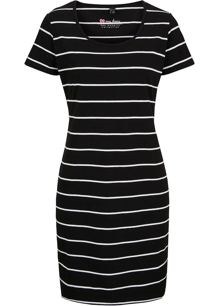 Jerseykleid aus Baumwolle mit Stretch in schwarz von vorne - bonprix