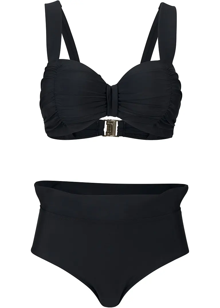 Bügel Bikini (2-tlg.Set) in schwarz von vorne - bonprix