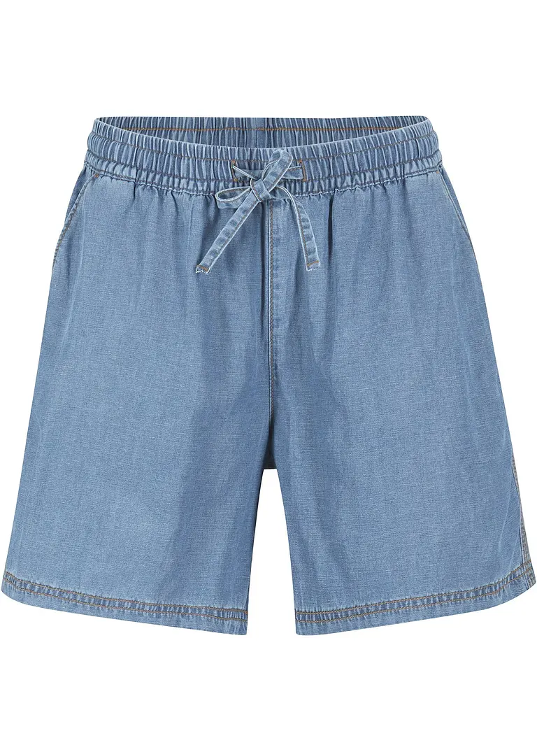 bonprix Leichte Denim Shorts mit Leinen und Bequembund, extra weit