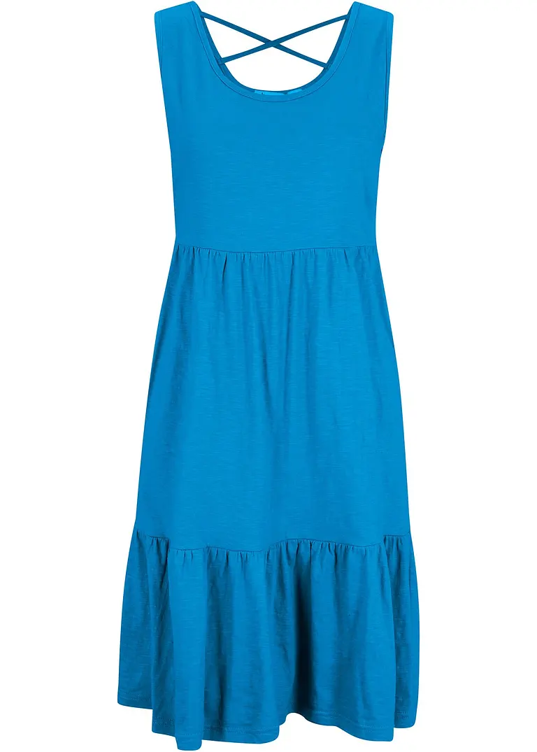 Jerseykleid mit Volants und Rückendetail in blau von vorne - bonprix