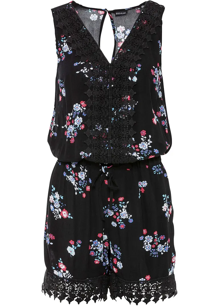 Jumpsuit aus Viskose in schwarz von vorne - bonprix