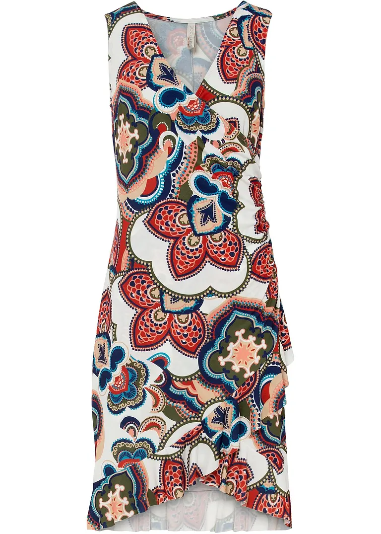 Minikleid mit Volants in weiß von vorne - bonprix