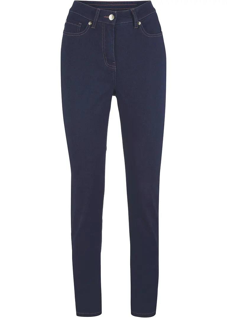 Twill-Hose mit Stretch und Bequembund, Slim Fit in blau von vorne - bonprix