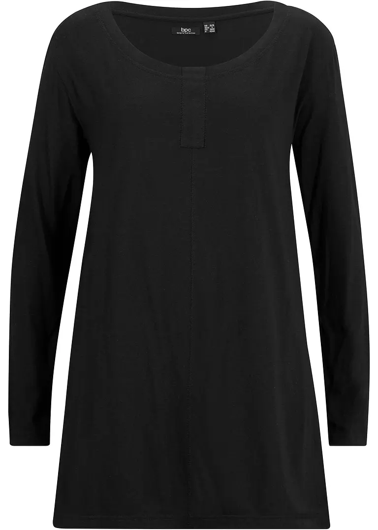 Langarmshirt aus Baumwoll-Viskose-Mix in schwarz von vorne - bonprix