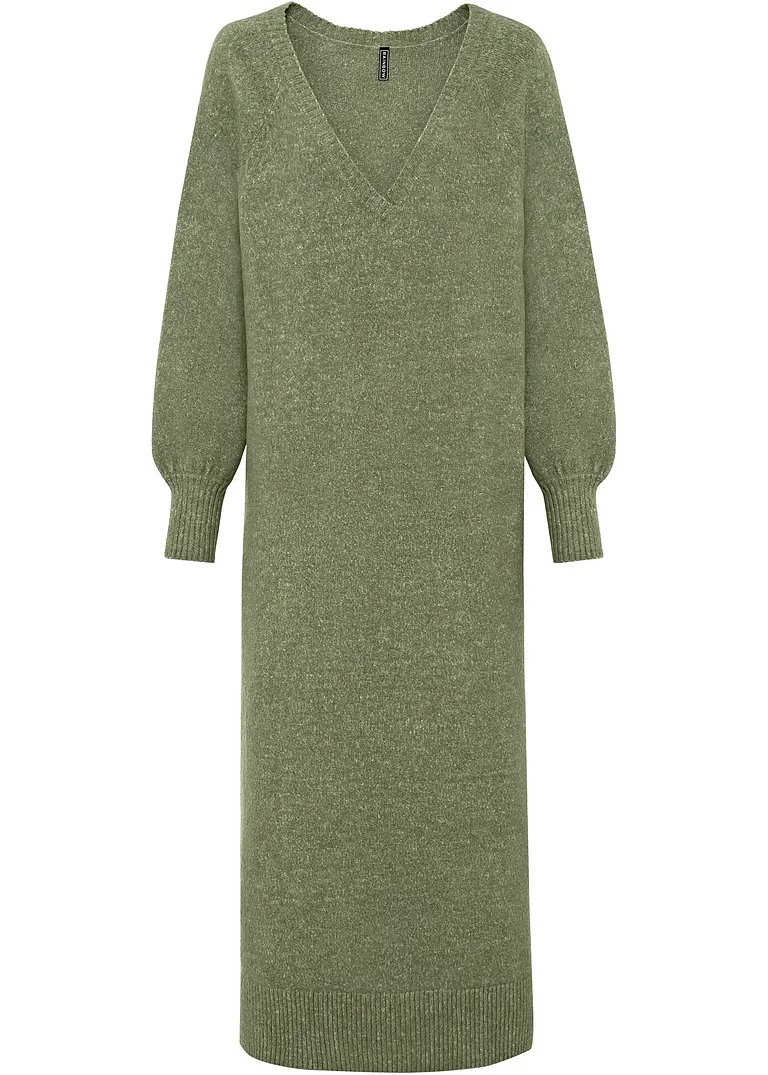 Oversized Strickkleid in grün von vorne - bonprix