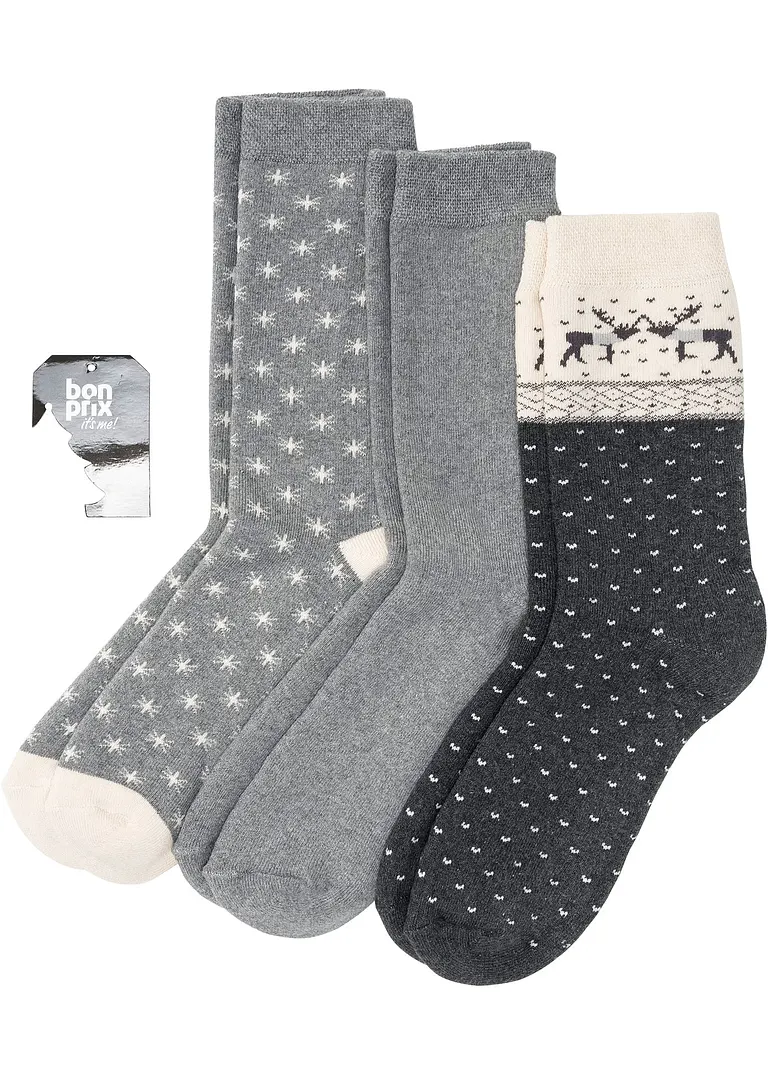 bpc bonprix collection Thermo Socken mit Bio-Baumwolle und Grußkarte (3er Pack)