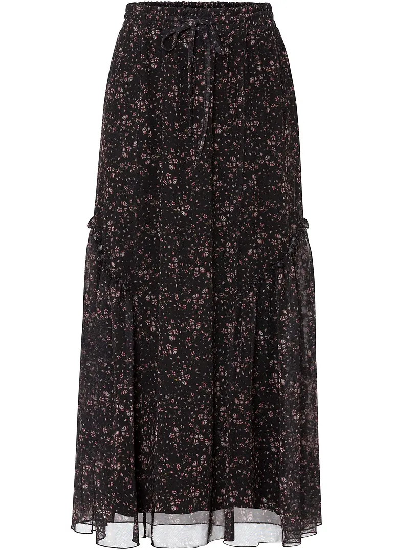 Rock aus Mesh in schwarz von vorne - bonprix
