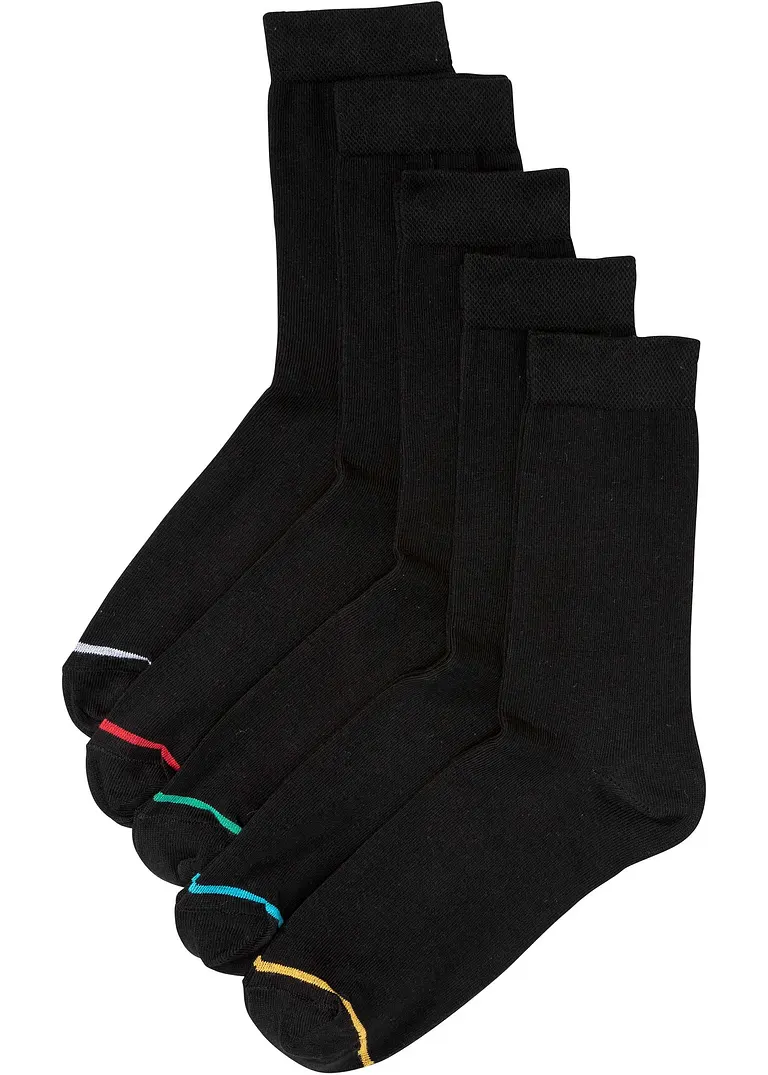 Socken (5er Pack) in schwarz von vorne - bonprix