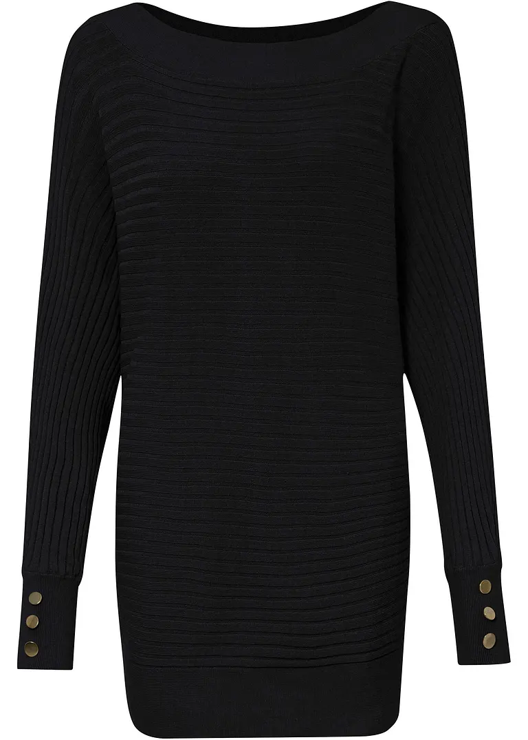 Feinstrickpullover aus Viskose-Mix in schwarz von vorne - bonprix