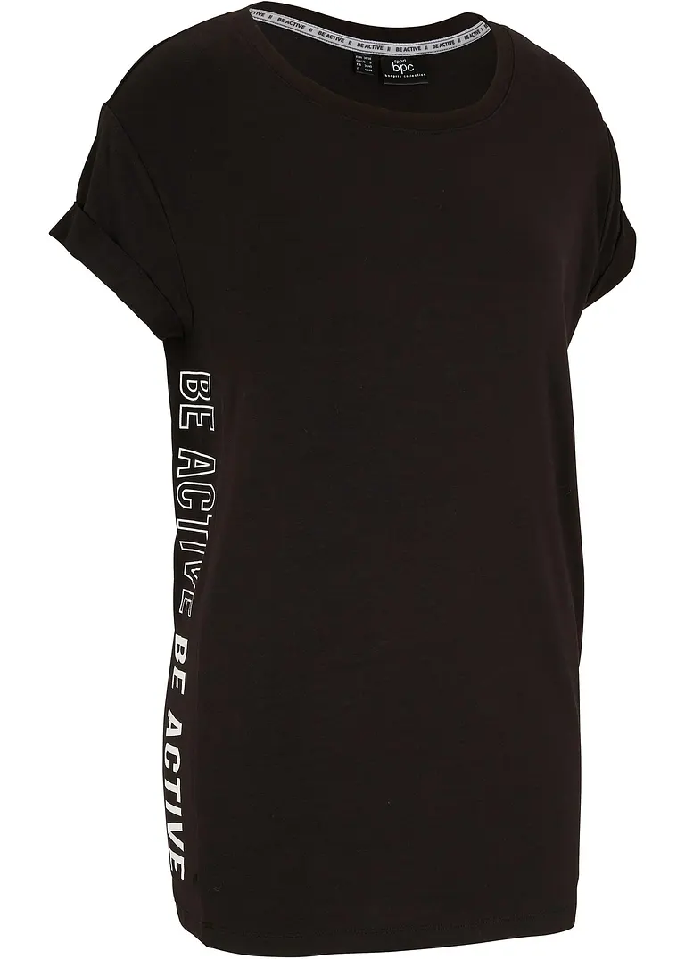Sport T-Shirt aus TENCEL™ Lyocell​ in schwarz von vorne - bonprix