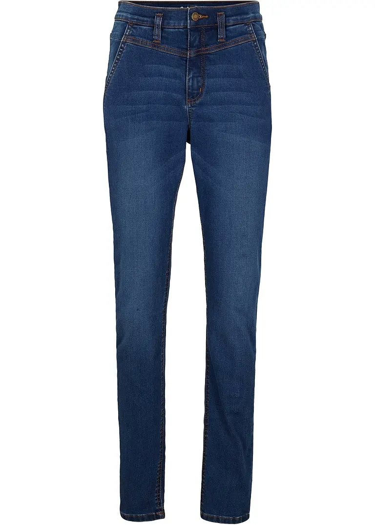 Skinny Jeans High Waist, Shaping in blau von vorne - bonprix