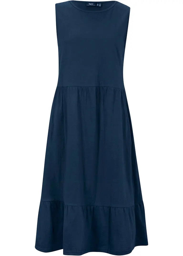 Jerseykleid aus reiner Baumwolle in blau von vorne - bonprix