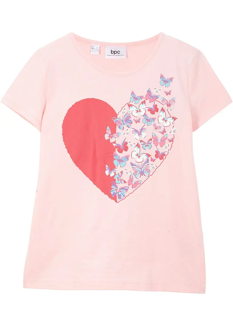 Mädchen T-Shirt aus Bio-Baumwolle in rosa von vorne - bonprix