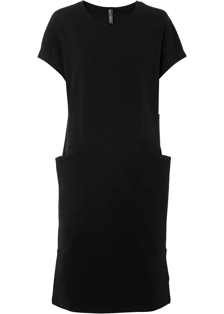 Jerseykleid mit Taschen in schwarz von vorne - bonprix