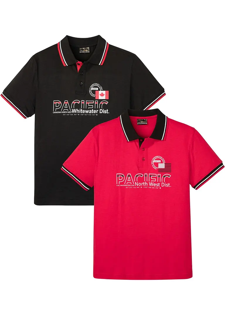 bonprix Poloshirt aus reiner Baumwolle, Kurzarm ( 2er Pack )