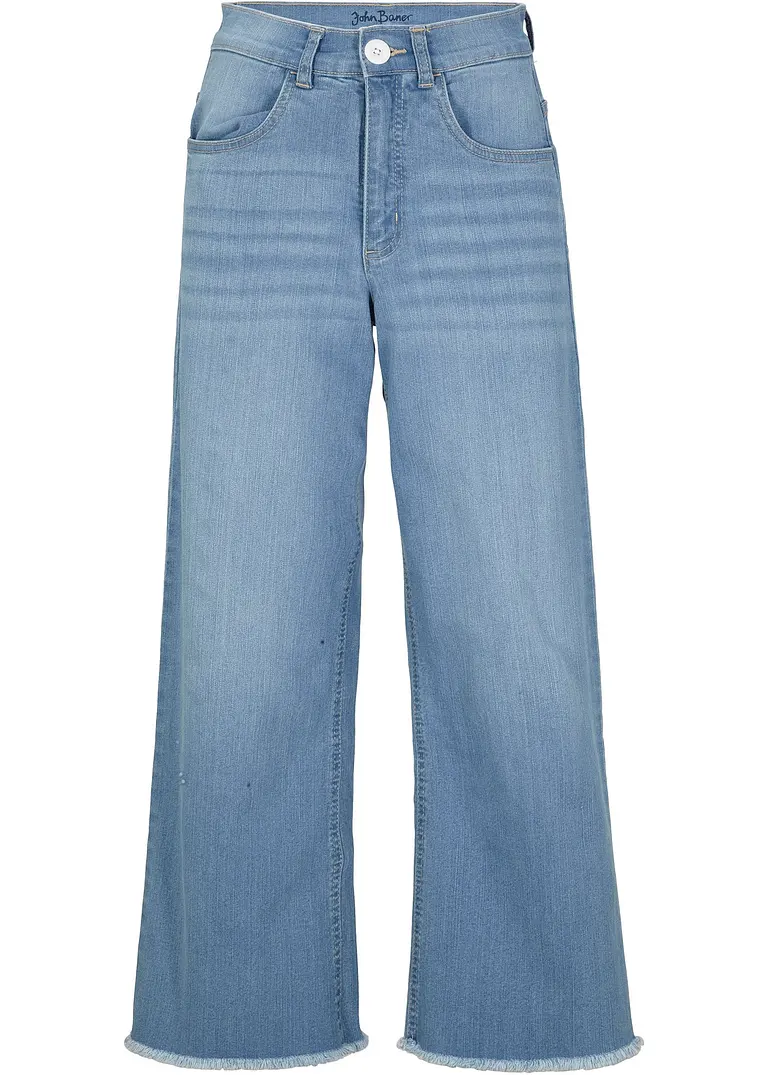 7/8-Komfort-Stretch-Jeans, Wide Fit in blau von vorne - bonprix
