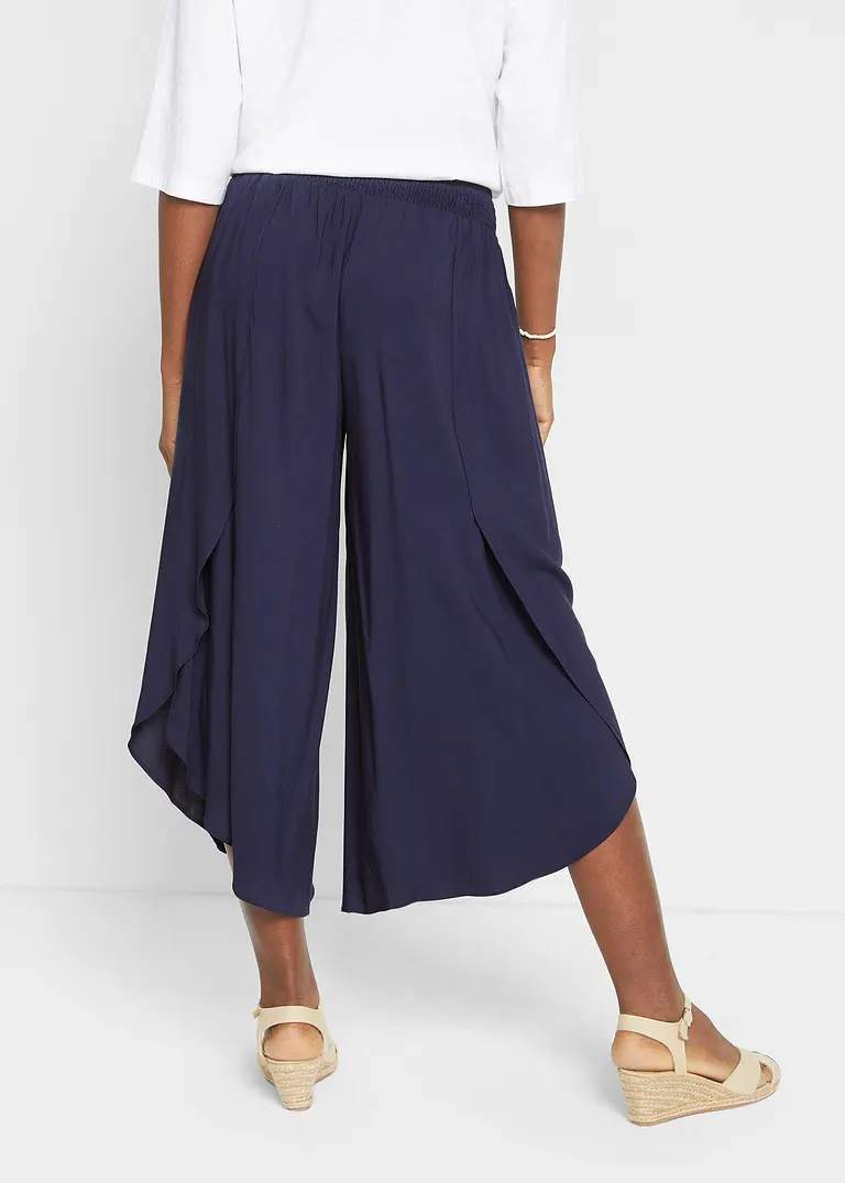 Wadenlange Culotte aus nachhaltiger Viskose in blau von hinten - bonprix