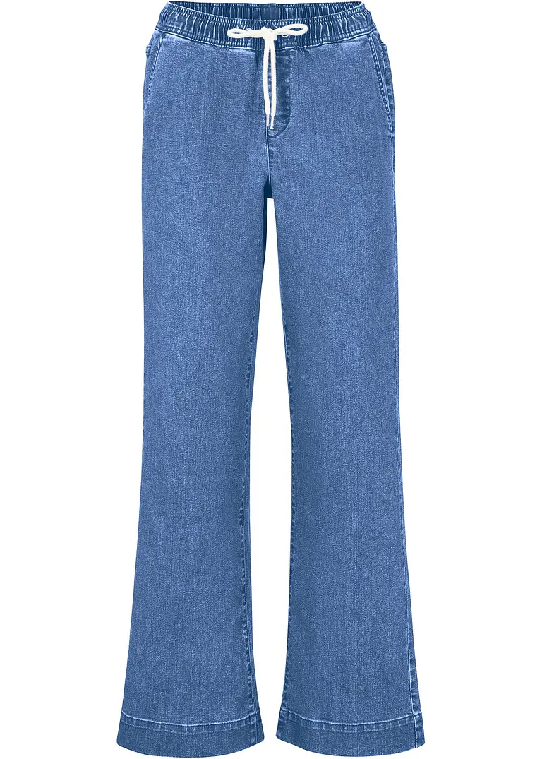 Wide Leg Jeans Mid Waist, Stretch in blau - bonprix