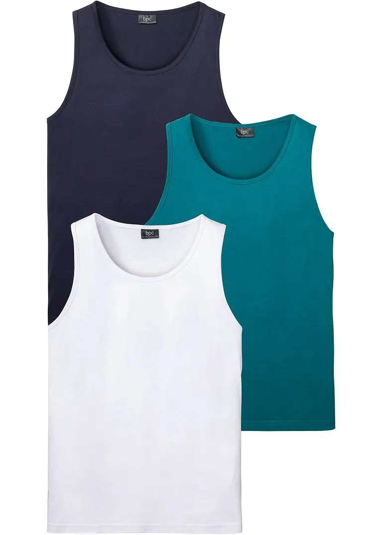 Tanktop (3er Pack) in petrol von vorne - bonprix