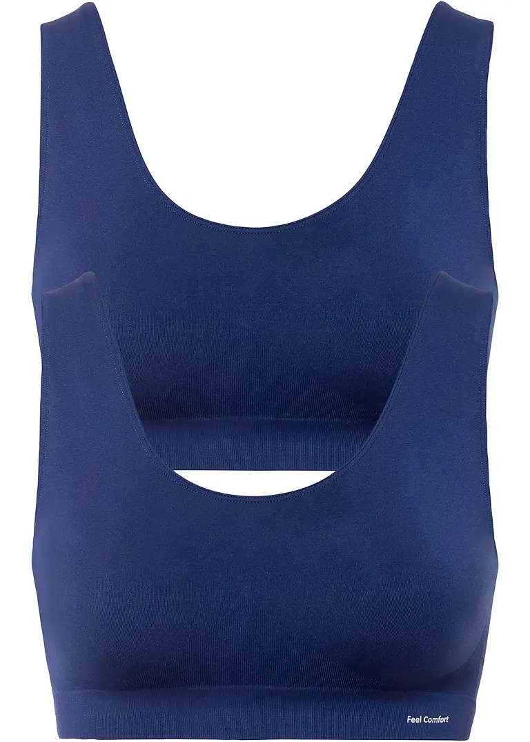 Feel Comfort Seamless Bustier (2er Pack) in blau von vorne - bonprix