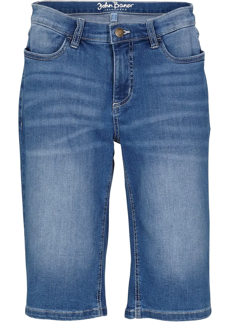 Bermuda Komfort-Stretch-Jeans in blau von vorne - John Baner JEANSWEAR