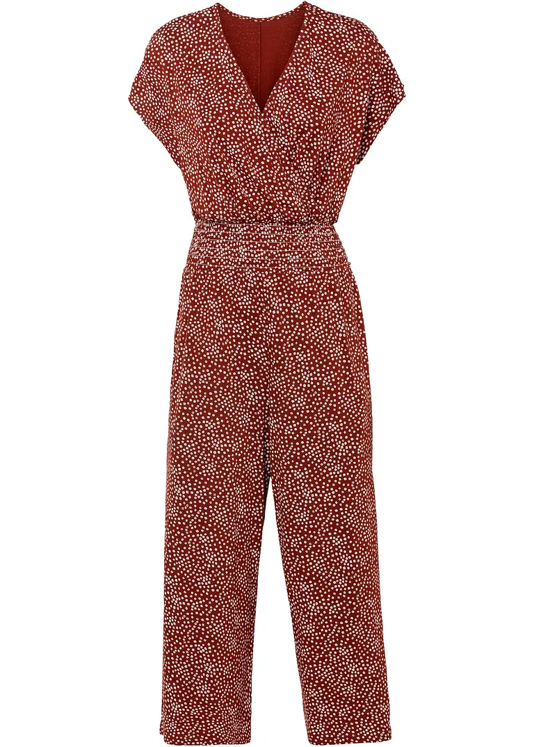 bedruckter Jumpsuit in braun von vorne - BODYFLIRT