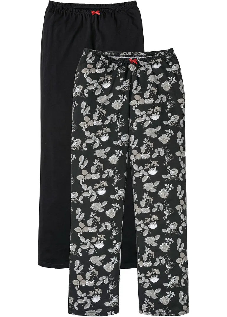 Pyjamahose (2er Pack) in schwarz von vorne - bonprix
