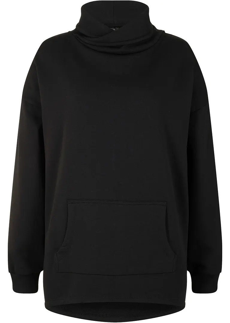 Sweatshirt mit raffiniertem Ausschnitt in schwarz von vorne - bpc bonprix collection